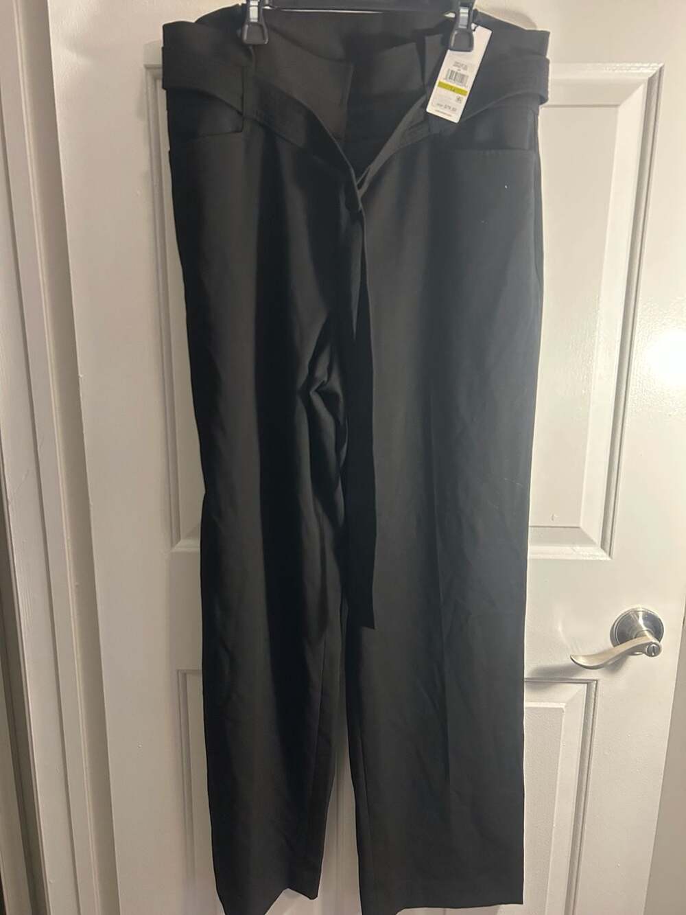 Calvin Klein Black Belted Wide Leg Dress Pants Size 14 M9HK7205